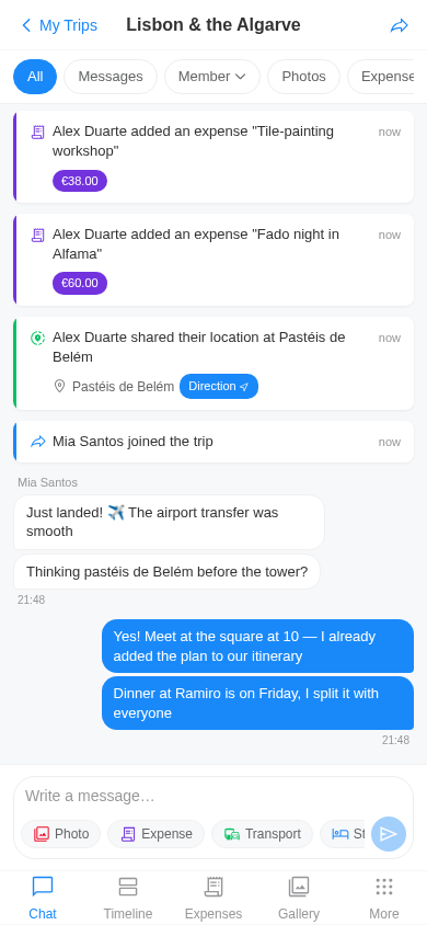 Trip chat stream in TeamTrip