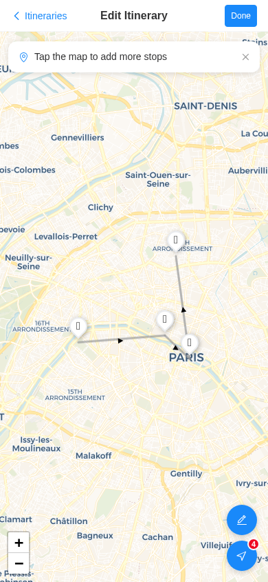 TeamTrip itinerary designer on mobile